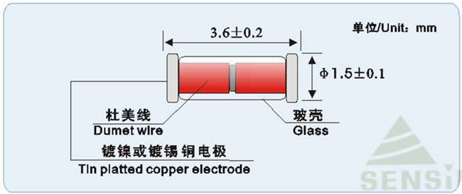 O vidro diminuto do projeto encapsulou o termistor de NTC para a instalação automática 1 de SMT